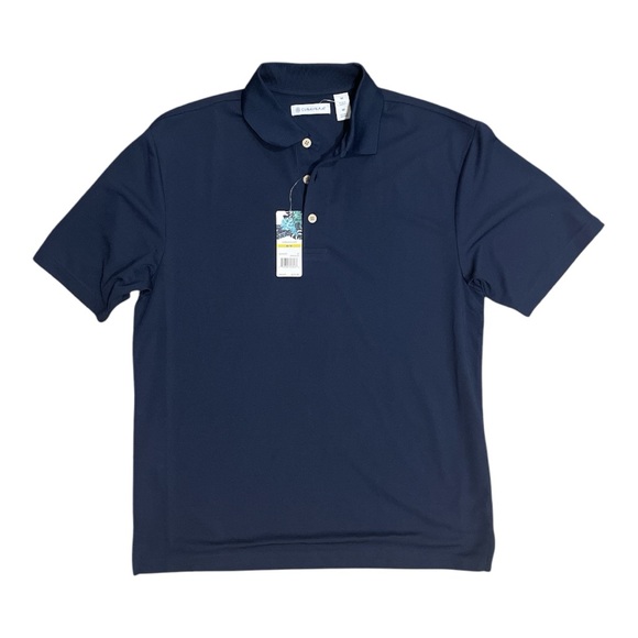 Cubavera Polo NWT Navy Blue Solid Textured Shirt Men's Size Medium - Picture 9 of 9